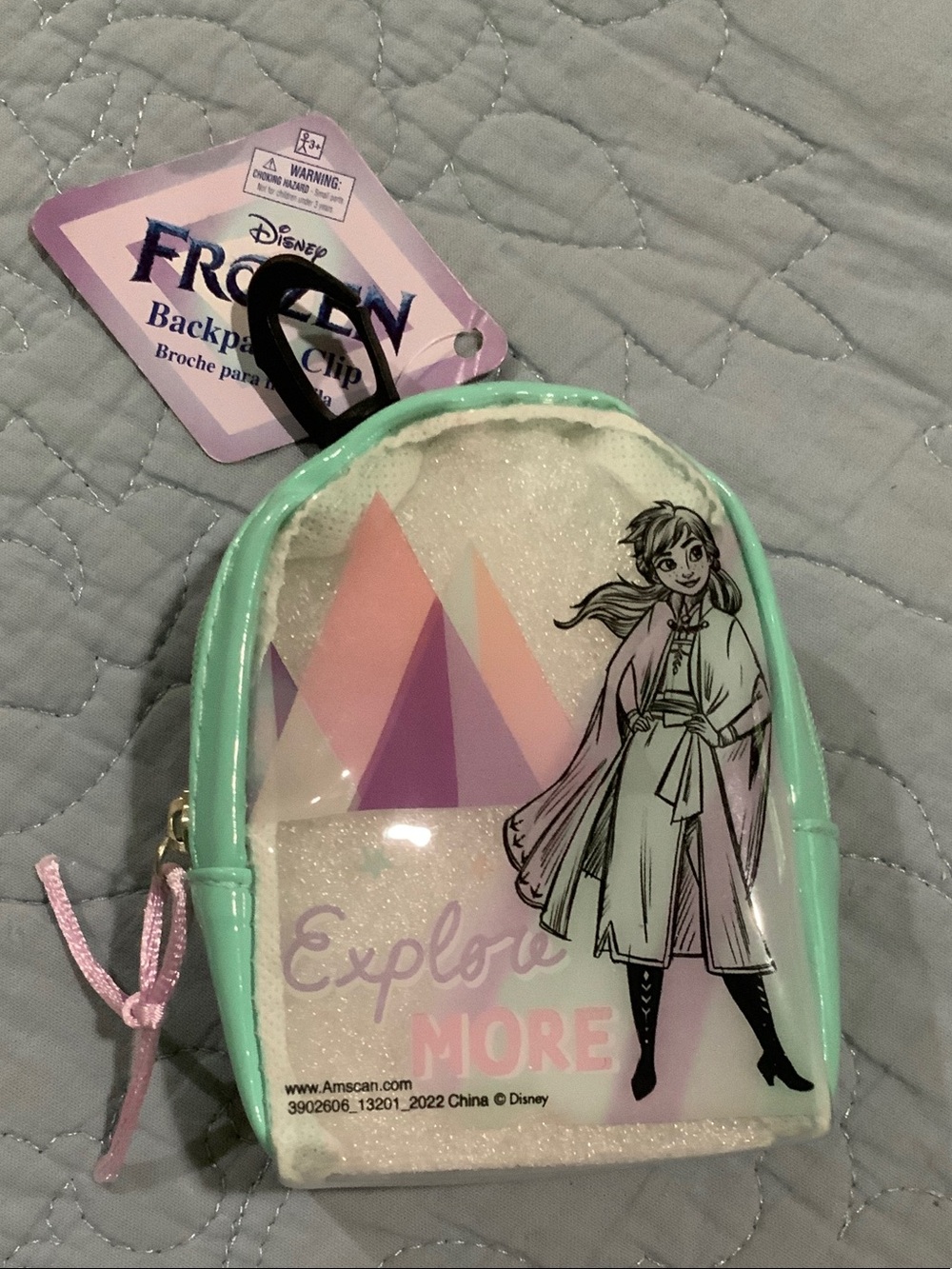 Disney Kids Mint Green Anna Backpack Clip with Pastel Graphics